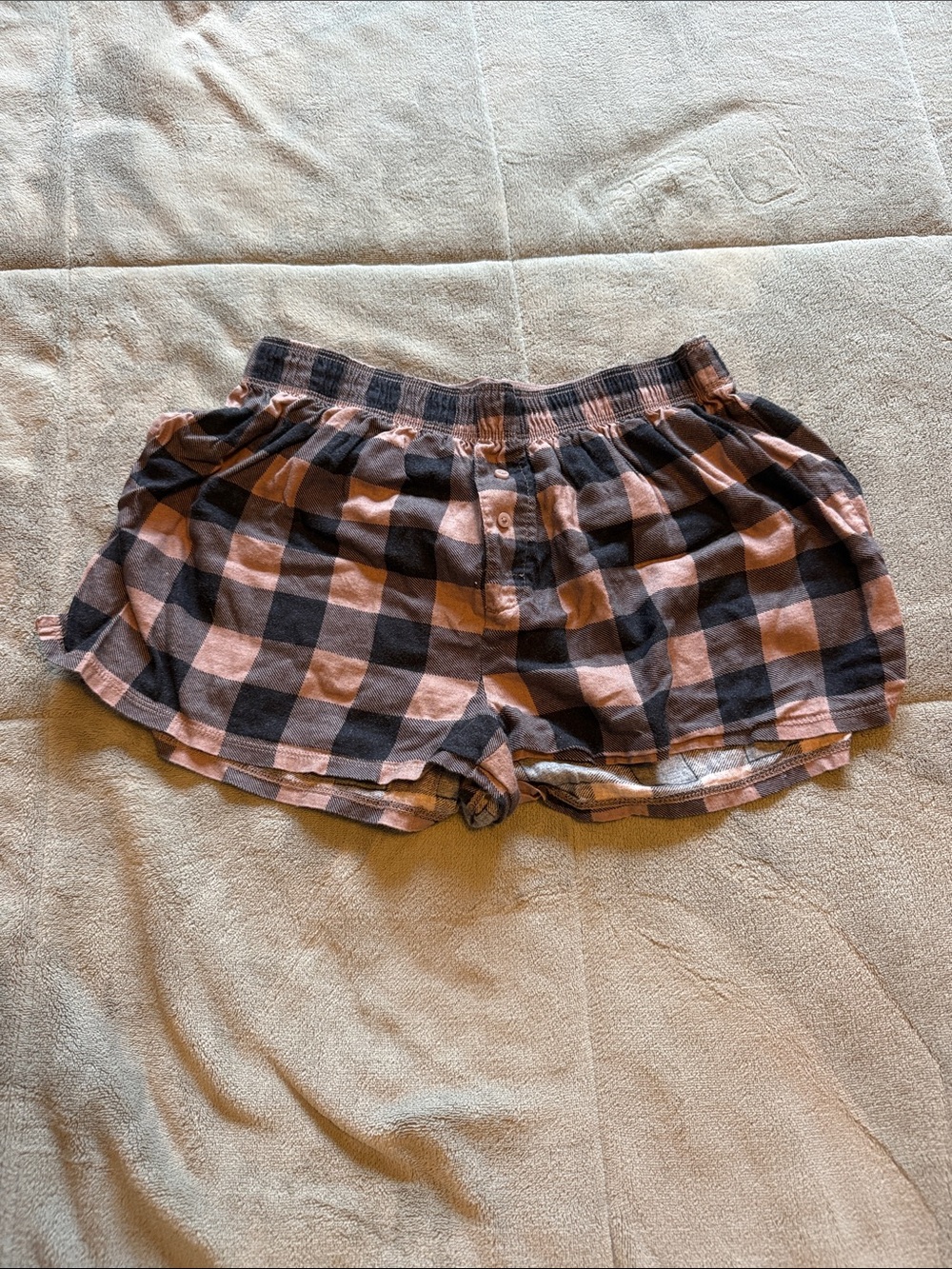 PINK Victoria's Secret Pink and Black Plaid Sleep Shorts